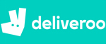 Deliveroo logo on a teal background featuring a stylized kangaroo design suitable for food delivery and takeaway services 4 options available